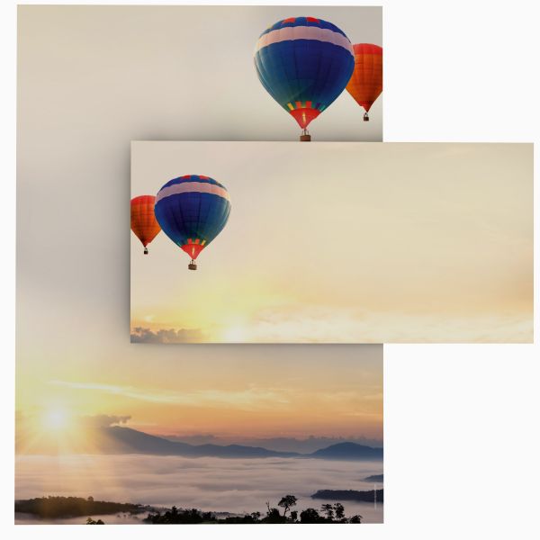 Motivpapier Wolkenreise im Ballon DIN A4 – Briefpapier mit Kuverts