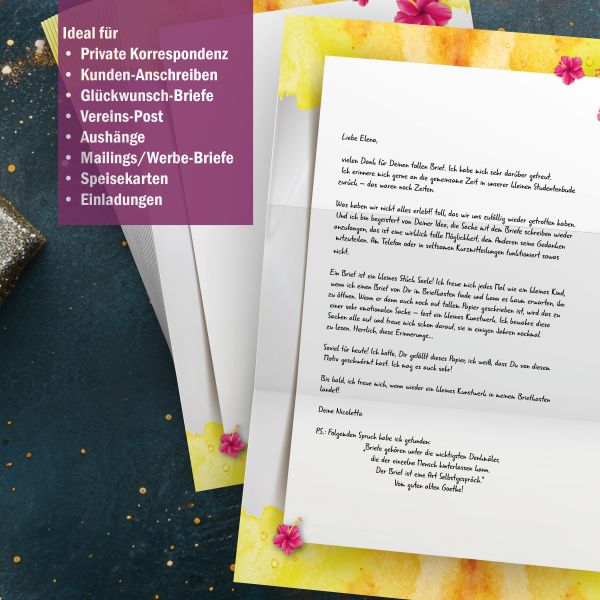 Tropical Flowers A4 Writing Paper – Stationery with envelopes