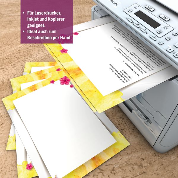 Tropical Flowers A4 Writing Paper – Stationery with envelopes
