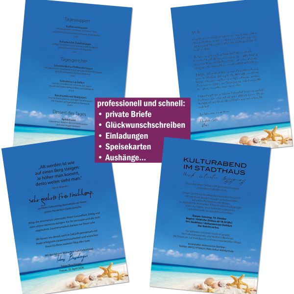 Motivpapier Muscheln im Sand DIN A4 – Briefpapier mit Kuverts
