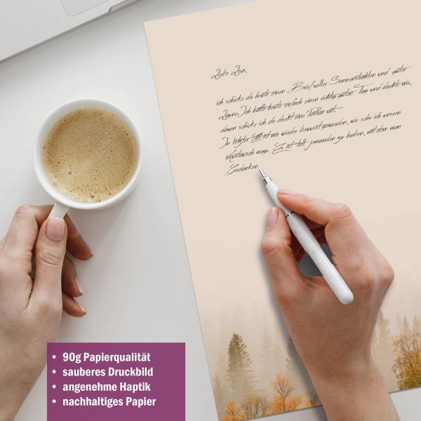 Misty Forest stationery collection with paper, envelopes and labels