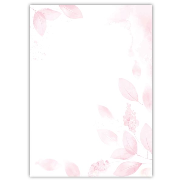 Motivpapier Pastel Leaves DIN A4 – Zarte rosafarbene Blätter an den Rändern schaffen einen modernen, luftigen Pastell-Look