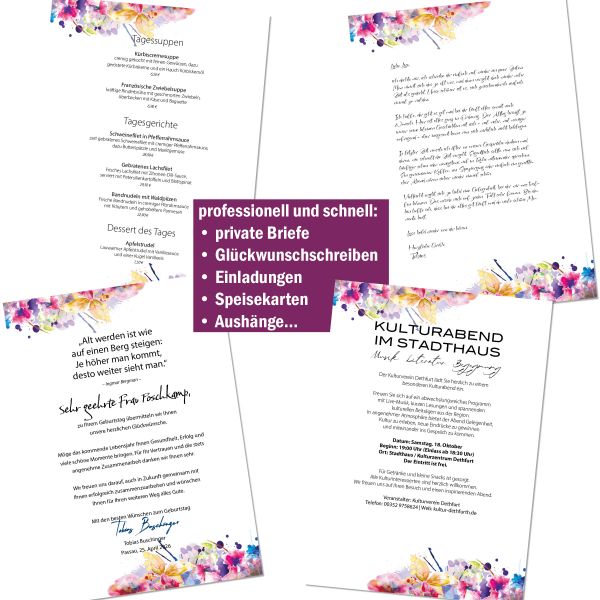 Motivpapier Farbenfrohe Blumen DIN A4 – Briefpapier mit Kuverts