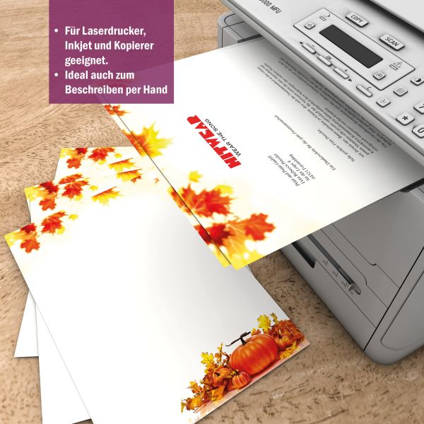 Motivpapier Kürbisse DIN A4 – Briefpapier mit Kuverts
