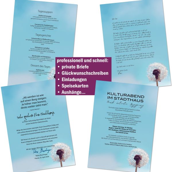 Motivpapier Pusteblume DIN A4 – Briefpapier mit Kuverts