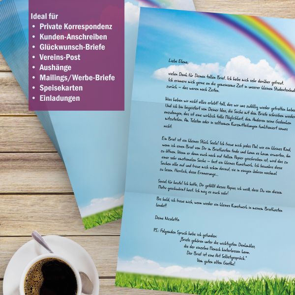 Motivpapier Regenbogen DIN A4 – Briefpapier mit Kuverts