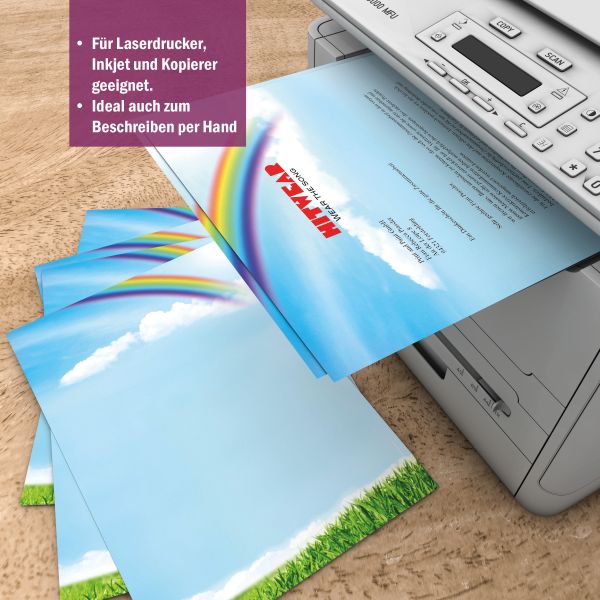 Motivpapier Regenbogen DIN A4 – Briefpapier mit Kuverts