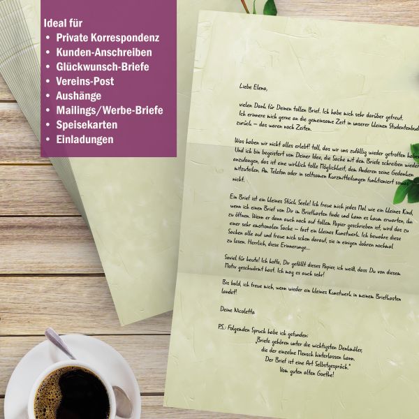 Motivpapier Rote Rose DIN A4 – Briefpapier mit Kuverts mit/ohne Fenster