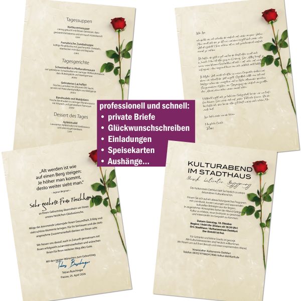 Motivpapier Rote Rose DIN A4 – Briefpapier mit Kuverts mit/ohne Fenster