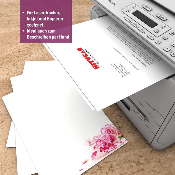 Motivpapier Zauberhafte Rosenblüten DIN A4 – Briefpapier mit Kuverts mit/ohne Fenster