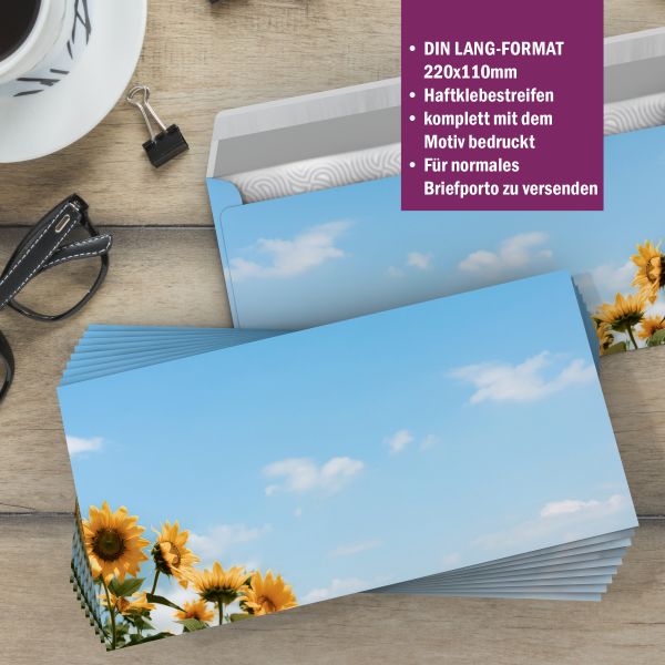 Motivpapier Sonnenblumen DIN A4 – Briefpapier mit Kuverts