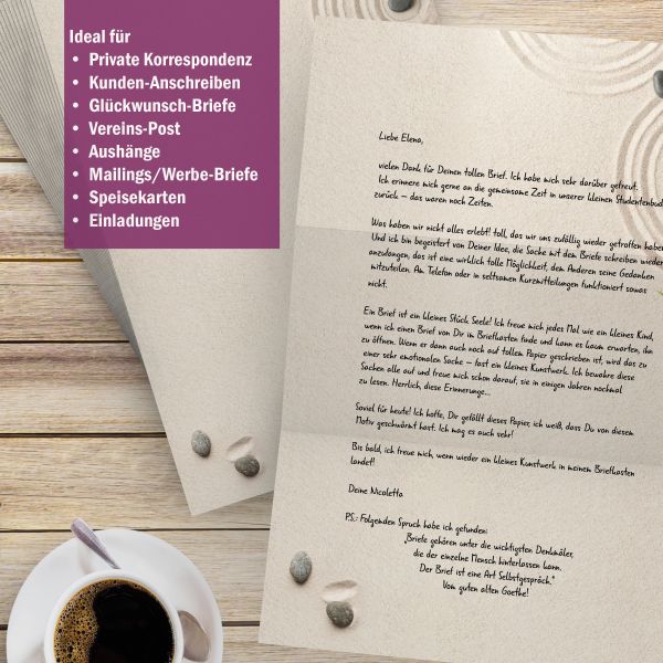 Motivpapier Beruhigende Steine DIN A4 – Briefpapier mit Kuverts