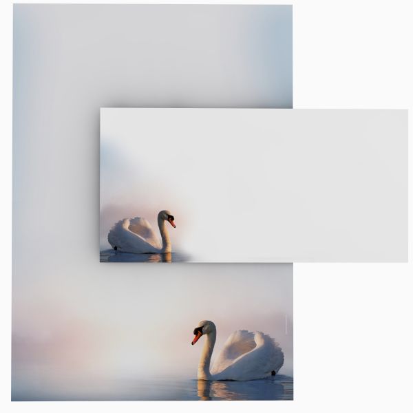 Motivpapier Schwan DIN A4 – Briefpapier mit Kuverts
