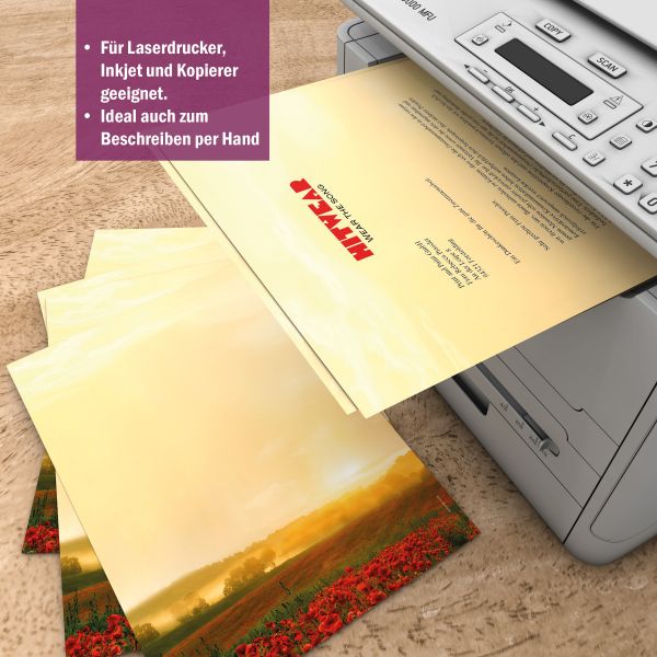 Motivpapier Goldener Herbst DIN A4 – Briefpapier mit Kuverts mit/ohne Fenster