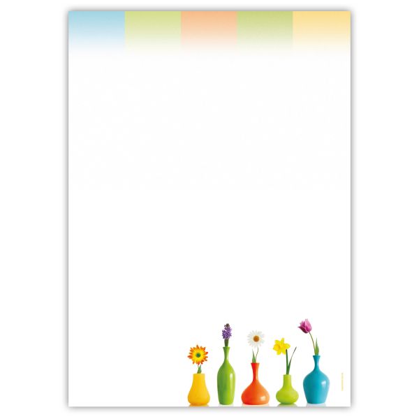 Colourful Flower Vases A4 decorative writing paper