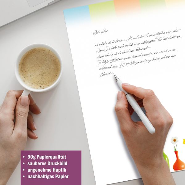 Colourful Flower Vases stationery collection with paper, envelopes and labels