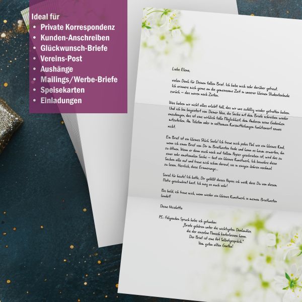Motivpapier Frischer Frühling DIN A4 – Briefpapier mit Kuverts mit/ohne Fenster