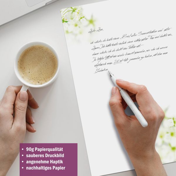 Briefpapier-Serie Frischer Frühling mit Papier, Kuverts und Etiketten