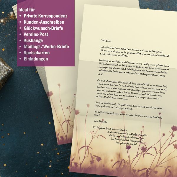 Motivpapier Herbstwiese DIN A4 – Briefpapier mit Kuverts