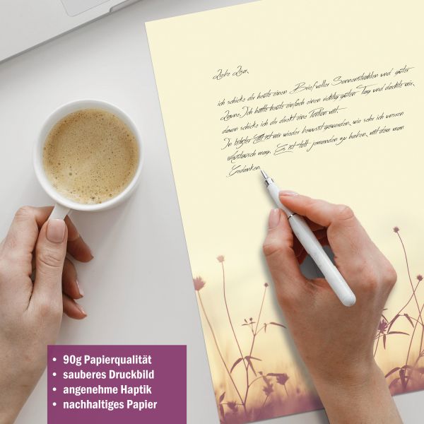 Briefpapier-Serie Herbstwiese mit Papier, Kuverts und Etiketten