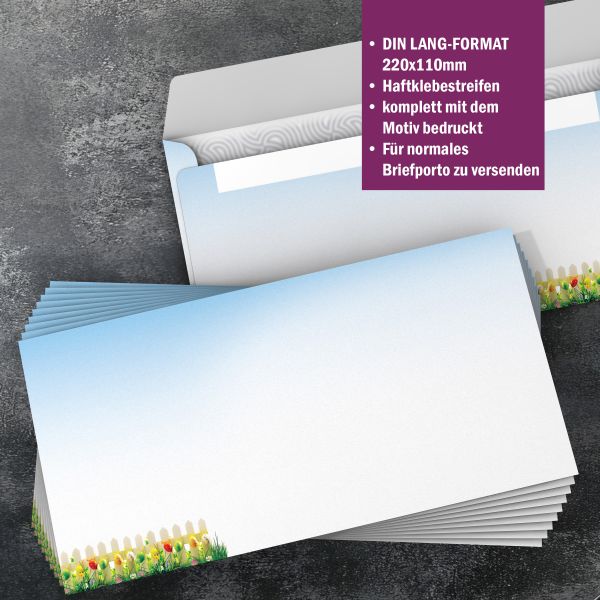 Motivpapier Ostereier am Zaun DIN A4 – Briefpapier mit Kuverts