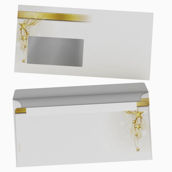 Weihnachtsbriefpapier Sternen-Band mit Fensterkuverts