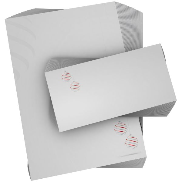 Stimmungsvolles Weihnachtsbriefpapier Edle Weihnachtskugeln für geschäftliche Grüße und Firmen