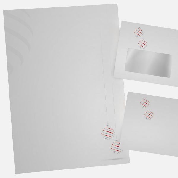 Festliches Weihnachtsbriefpapier mit Motiv Edle Weihnachtskugeln in DIN A4