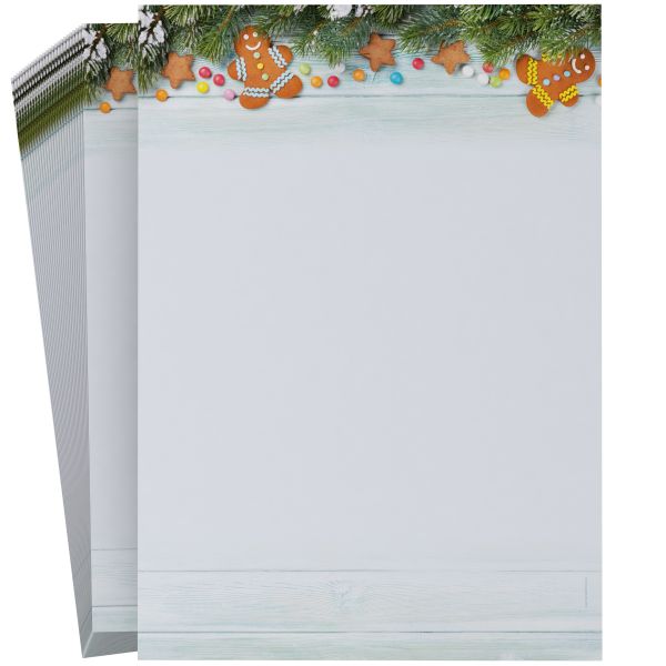 Festliches Weihnachtsbriefpapier Lebkuchenmann für private Weihnachtsgrüße