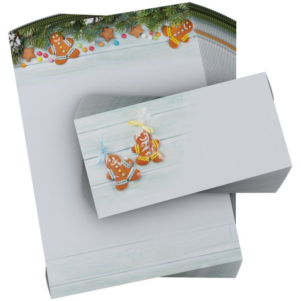 Stimmungsvolles Weihnachtsbriefpapier Lebkuchenmann für geschäftliche Grüße und Firmen