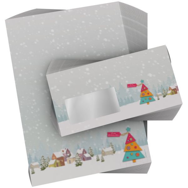 Christmas stationery set Colourful Christmas Tree with envelopes