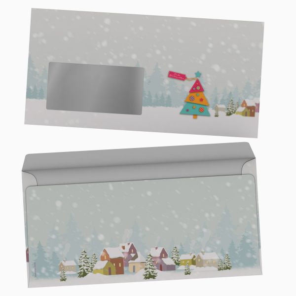 Christmas stationery Colourful Christmas Tree with window envelopes