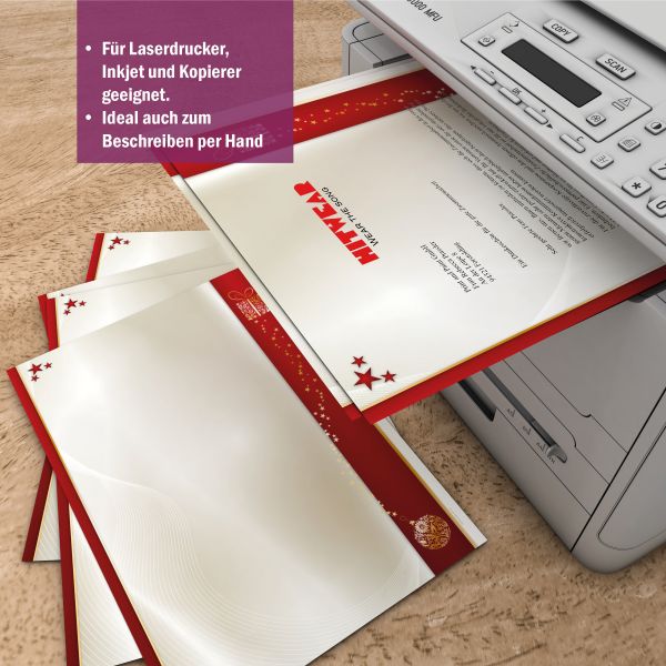 Christmas letter paper Golden Christmas for business and private use