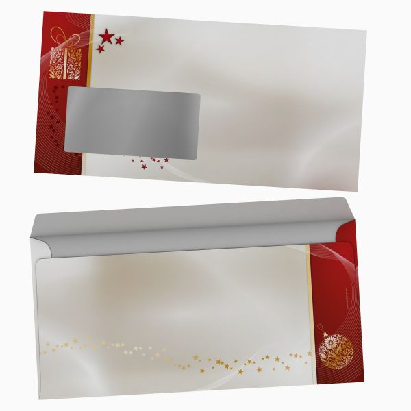 Christmas stationery Golden Christmas with window envelopes