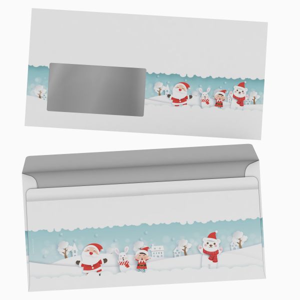 Christmas stationery Children playing in the Snow with window envelopes