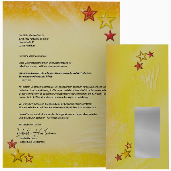 Weihnachtsbriefpapier Weihnachtssterne – Set und Variantenübersicht