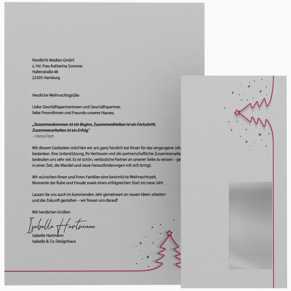 A4 Christmas stationery Red Christmas Tree – design detail