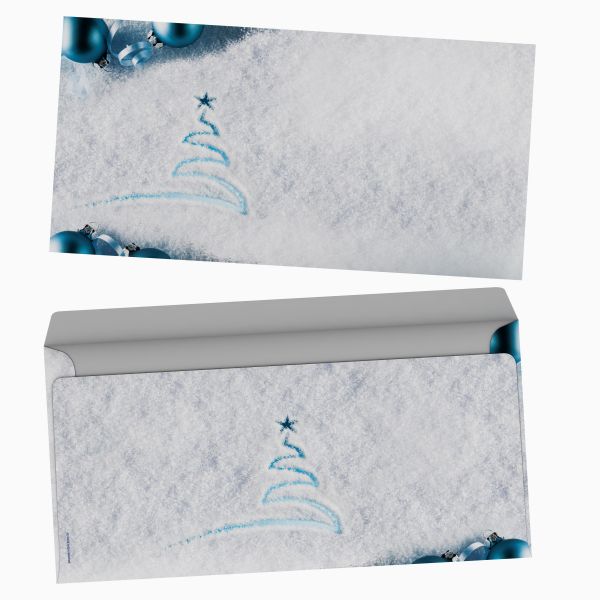 Weihnachtsbriefpapier Spuren im Schnee mit Kuverts ohne Fenster