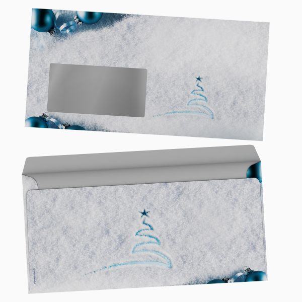 Weihnachtsbriefpapier Spuren im Schnee mit Fensterkuverts