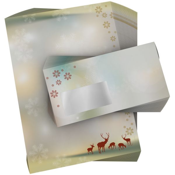 Christmas stationery set Reindeers with envelopes