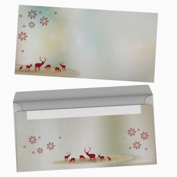 Christmas stationery Reindeers with windowless envelopes