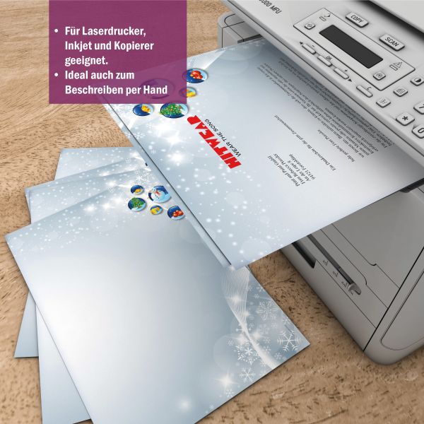 Christmas letter paper Christmas Snowbaubles for business and private use