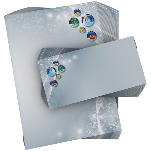 Atmospheric Christmas Snowbaubles Christmas stationery for corporate holiday mailings