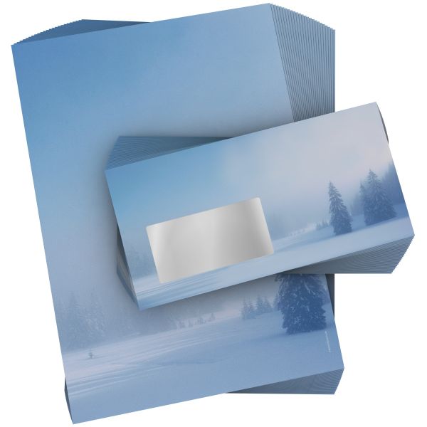 Christmas stationery set Snowy Winter Forest with envelopes