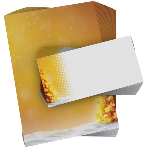 Stimmungsvolles Weihnachtsbriefpapier Serie „Strahlender Tannenbaum für geschäftliche Grüße und Firmen