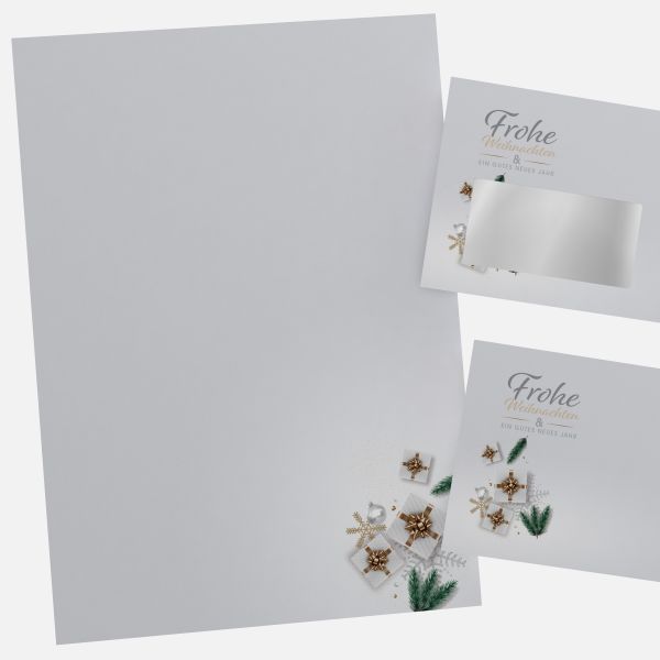 Festive Christmas stationery with Golden Gifts motif DIN A4