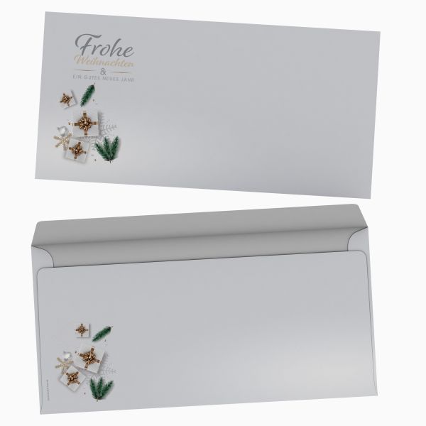 Christmas stationery Golden Gifts with windowless envelopes