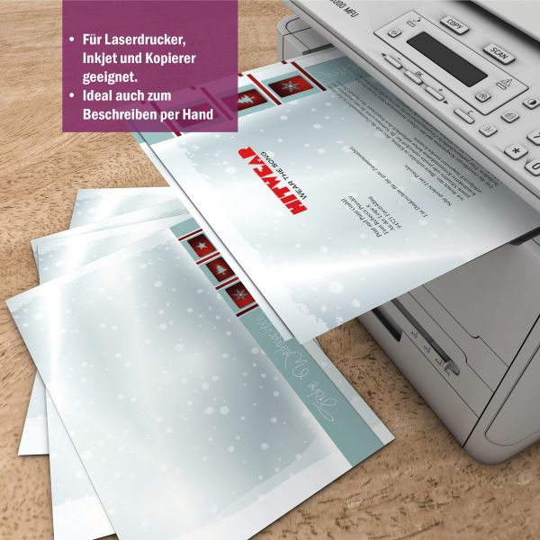 Christmas letter paper White Christmas with additional Silver Colour for business and private use