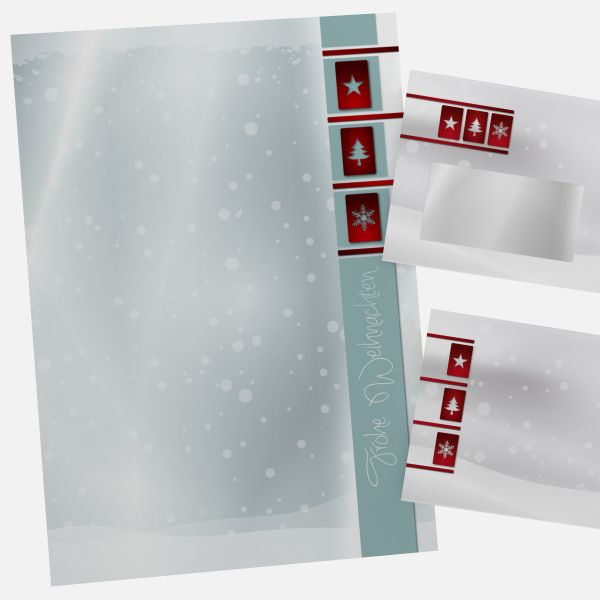 Festive Christmas stationery with White Christmas with additional Silver Colour motif DIN A4