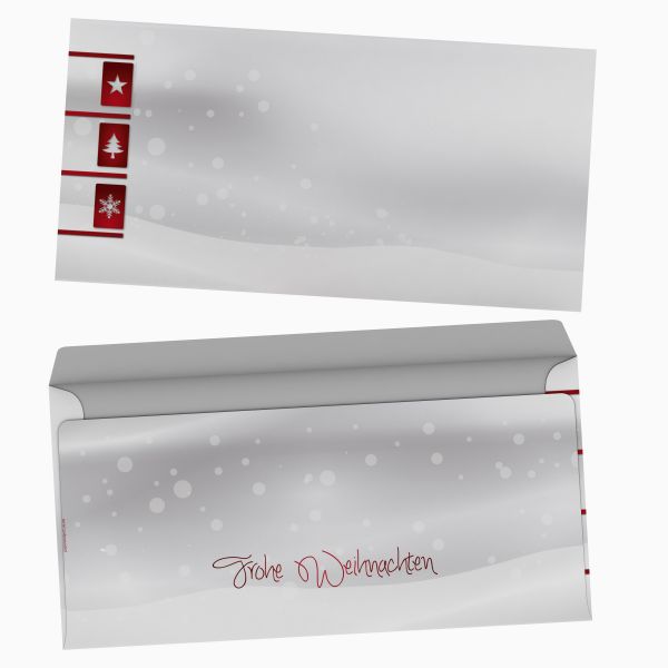 Christmas stationery White Christmas with additional Silver Colour with windowless envelopes